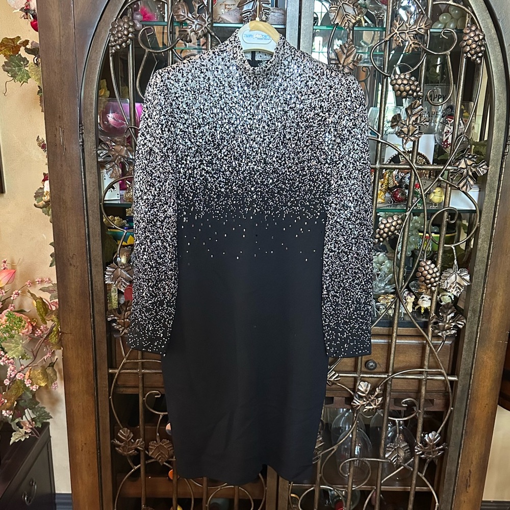 St John Evening Black Knit Party Dress